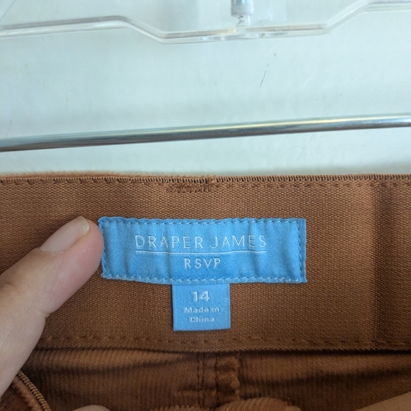 Draper James Comfort Waist Orange-Brown Corduroy Wide Leg Pants - Picture 3 of 5